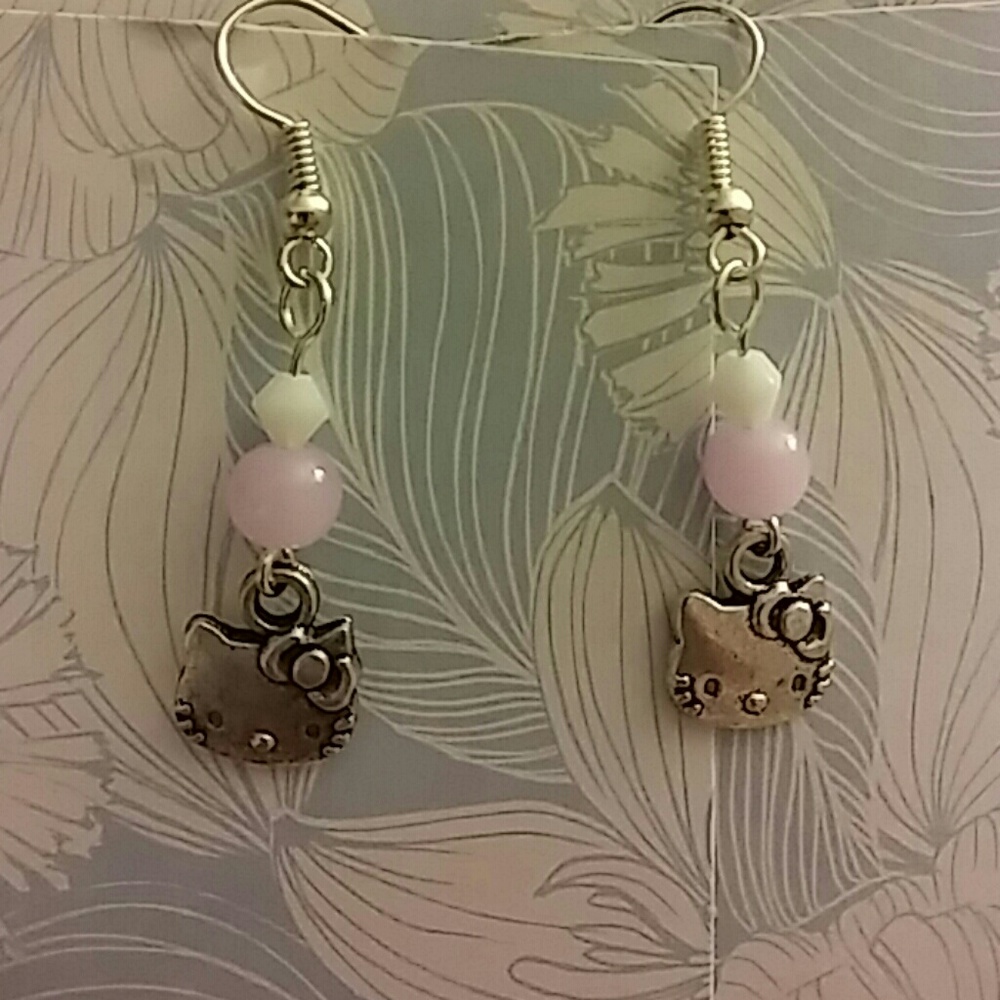 Pink & White Hello Kitty Earrings
